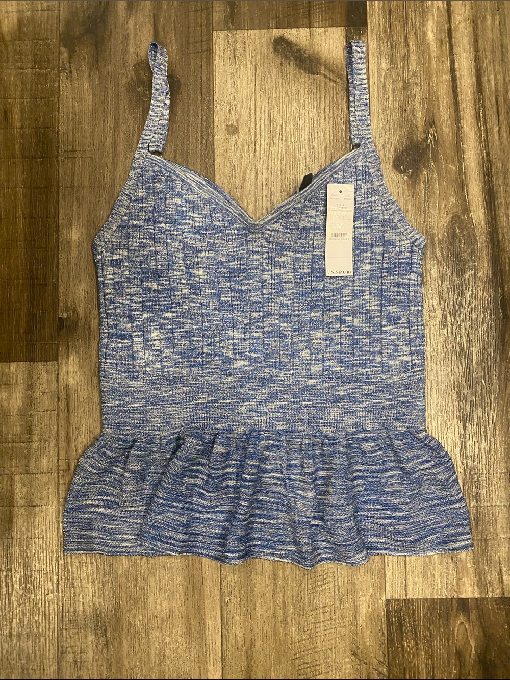 White House Black Market Blue Marled Peplum Camisole